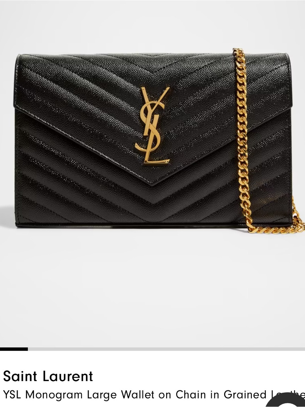 YSL Monogram Large Wallet on Chain in Grained Leather